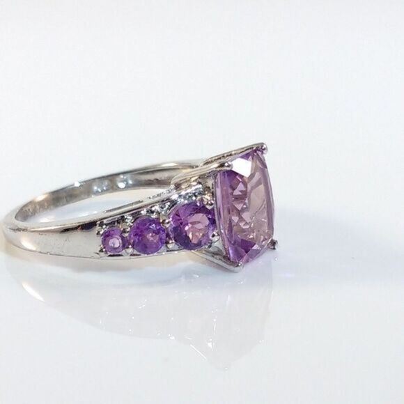 African Amethyst Ring Sterling Silver Size 9-1/4 - Picture 6 of 9
